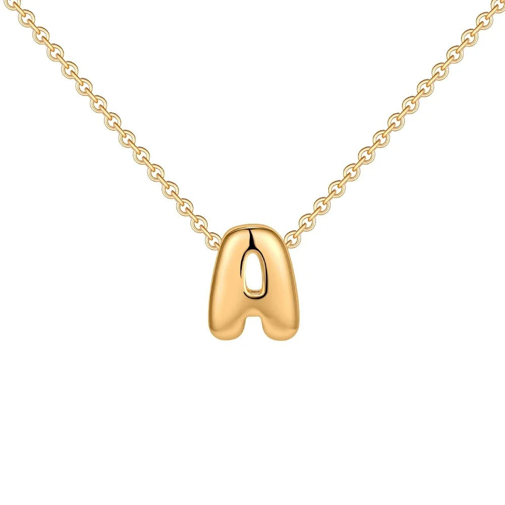Bubble Initial 14K Gold Necklace