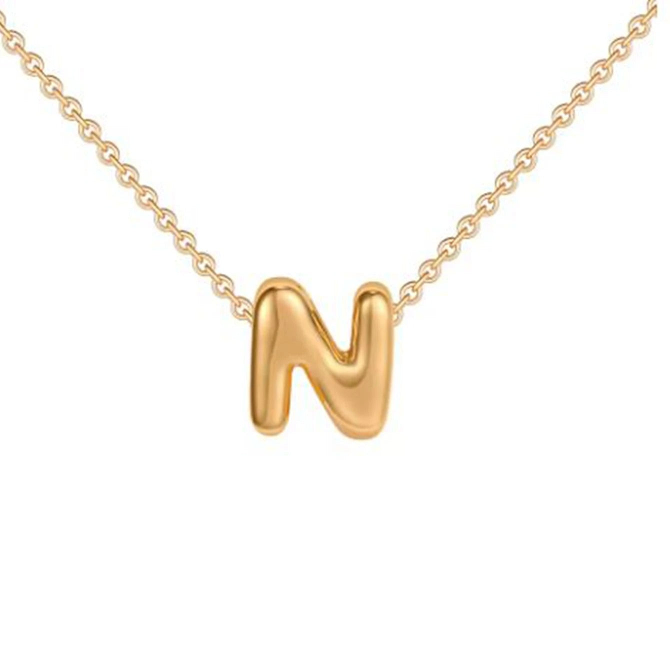 Bubble Initial 14K Gold Necklace