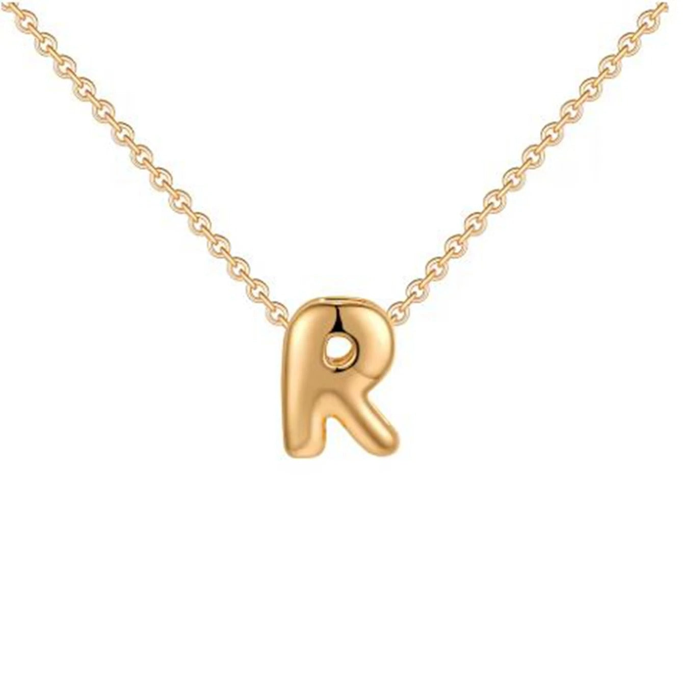 Bubble Initial 14K Gold Necklace