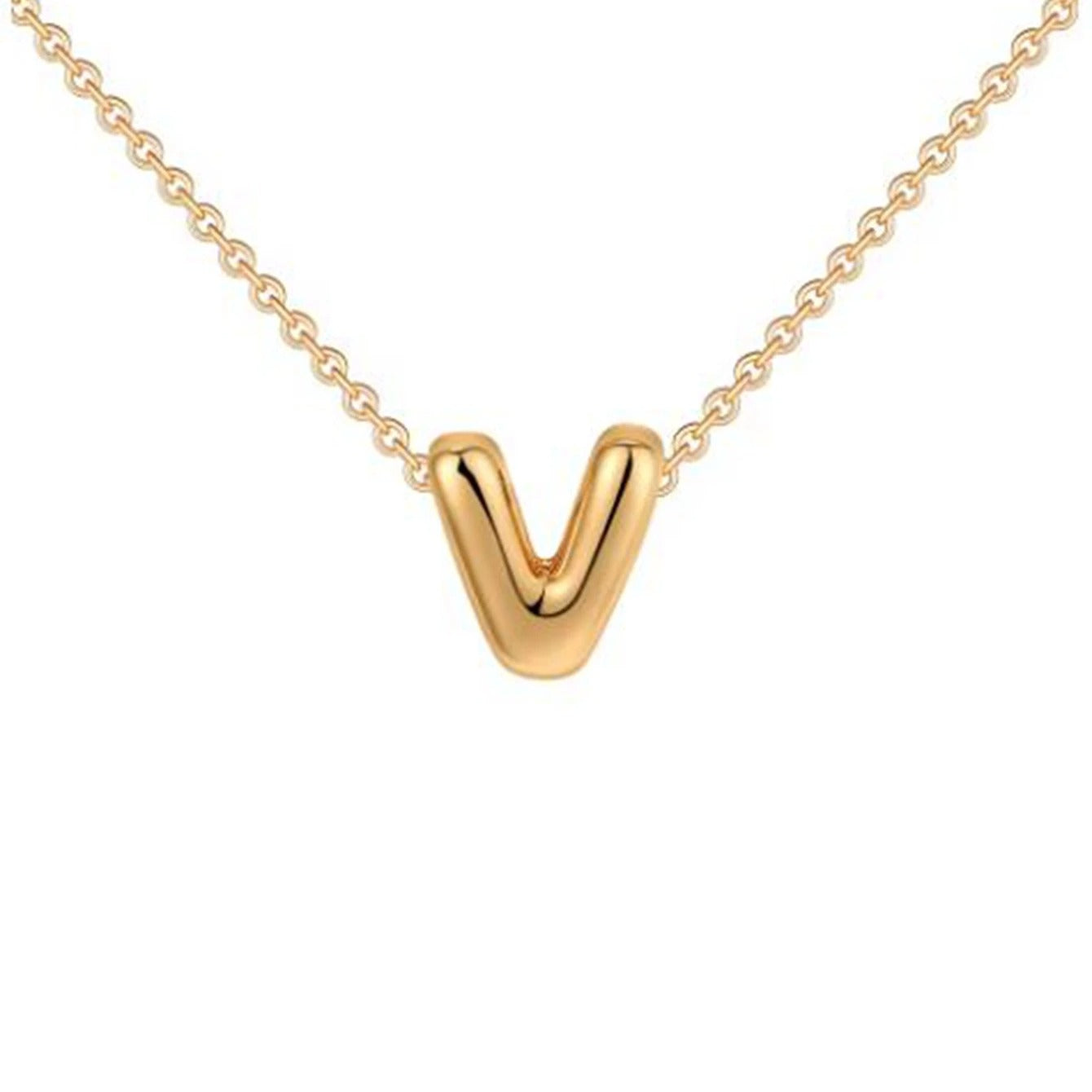Bubble Initial 14K Gold Necklace