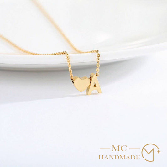 Personalised Sweet Heart Initial 14K Gold Necklace