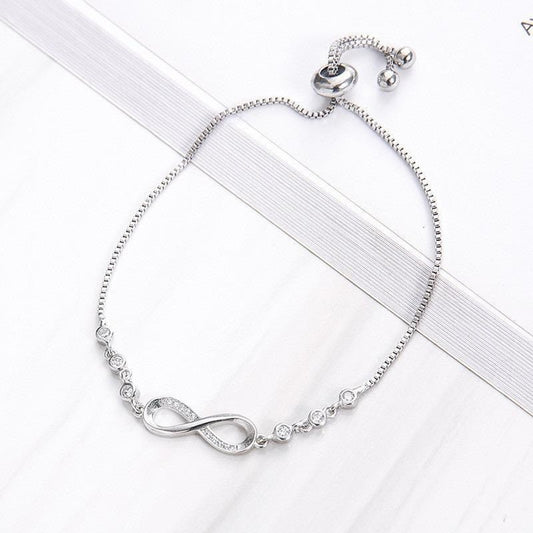 925 Sterling Silver Infinity Adjustable Bracelet for Girls and Women's gift
