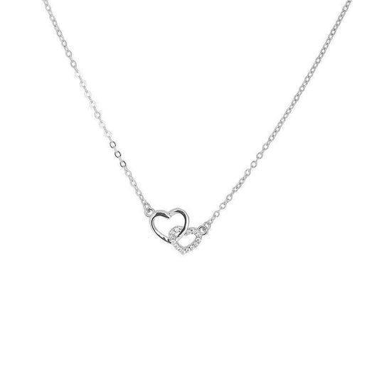 925 Sterling Silver Double Heart Necklace Women Jewellery Gift UK