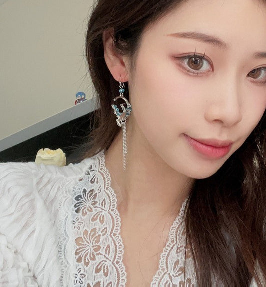 925 Sterling Silver Oriental Phoenix Drop Earrings for Women