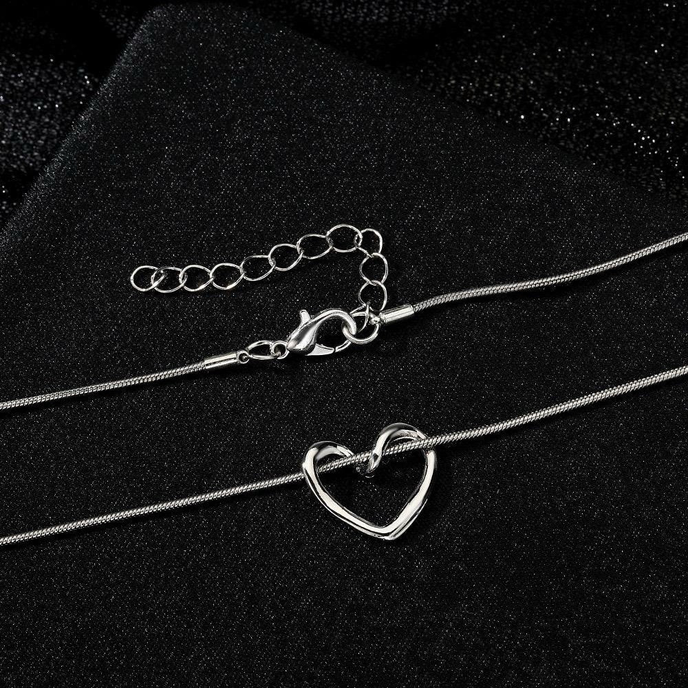 Shiny 925 Sterling Silver Cute Heart Pendant Chain Necklace Women Lady Girl Gift