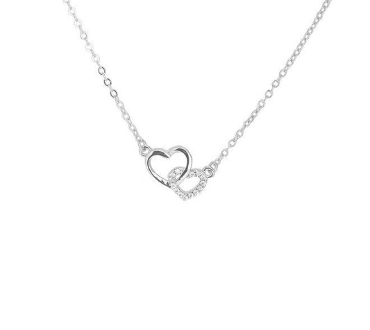 925 Sterling Silver Double Heart Necklace Women Jewellery Gift UK