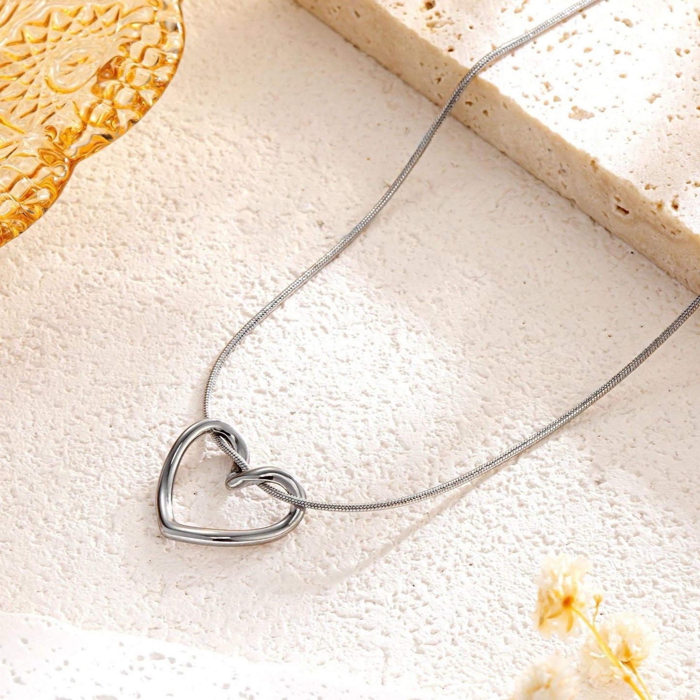 Shiny 925 Sterling Silver Cute Heart Pendant Chain Necklace Women Lady Girl Gift