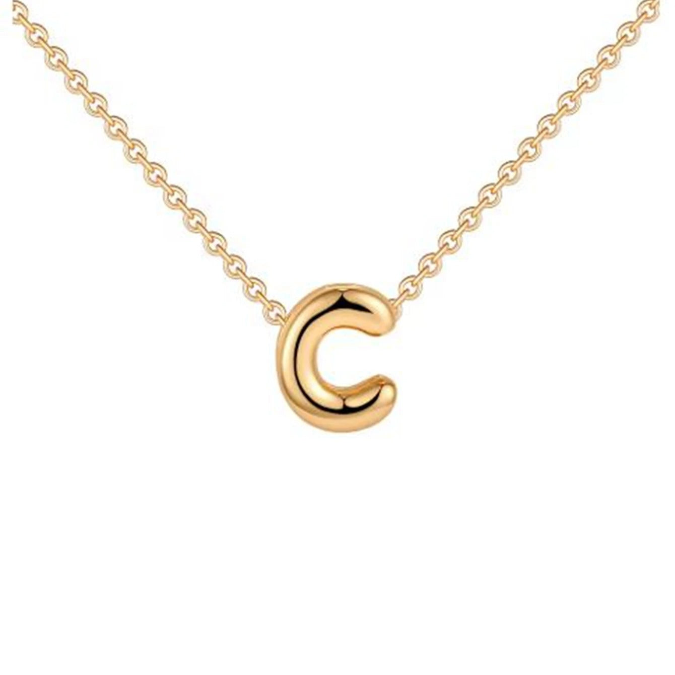 Bubble Initial 14K Gold Necklace