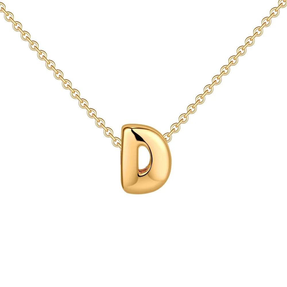 Bubble Initial 14K Gold Necklace