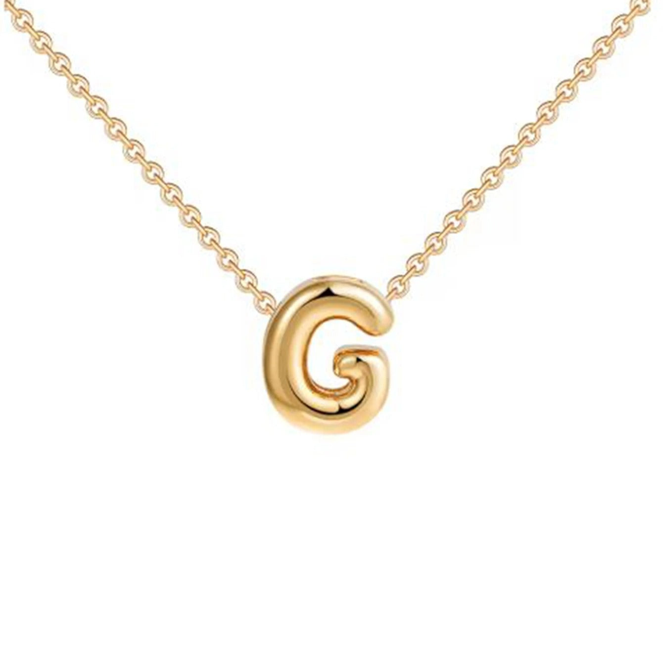 Bubble Initial 14K Gold Necklace
