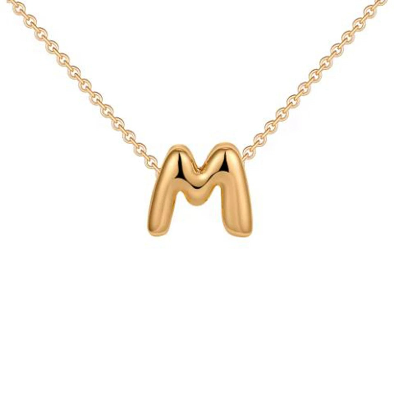 Bubble Initial 14K Gold Necklace