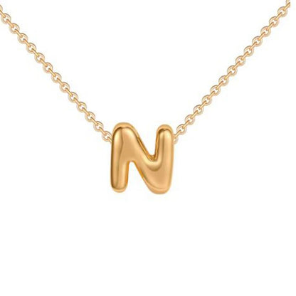 Bubble Initial 14K Gold Necklace