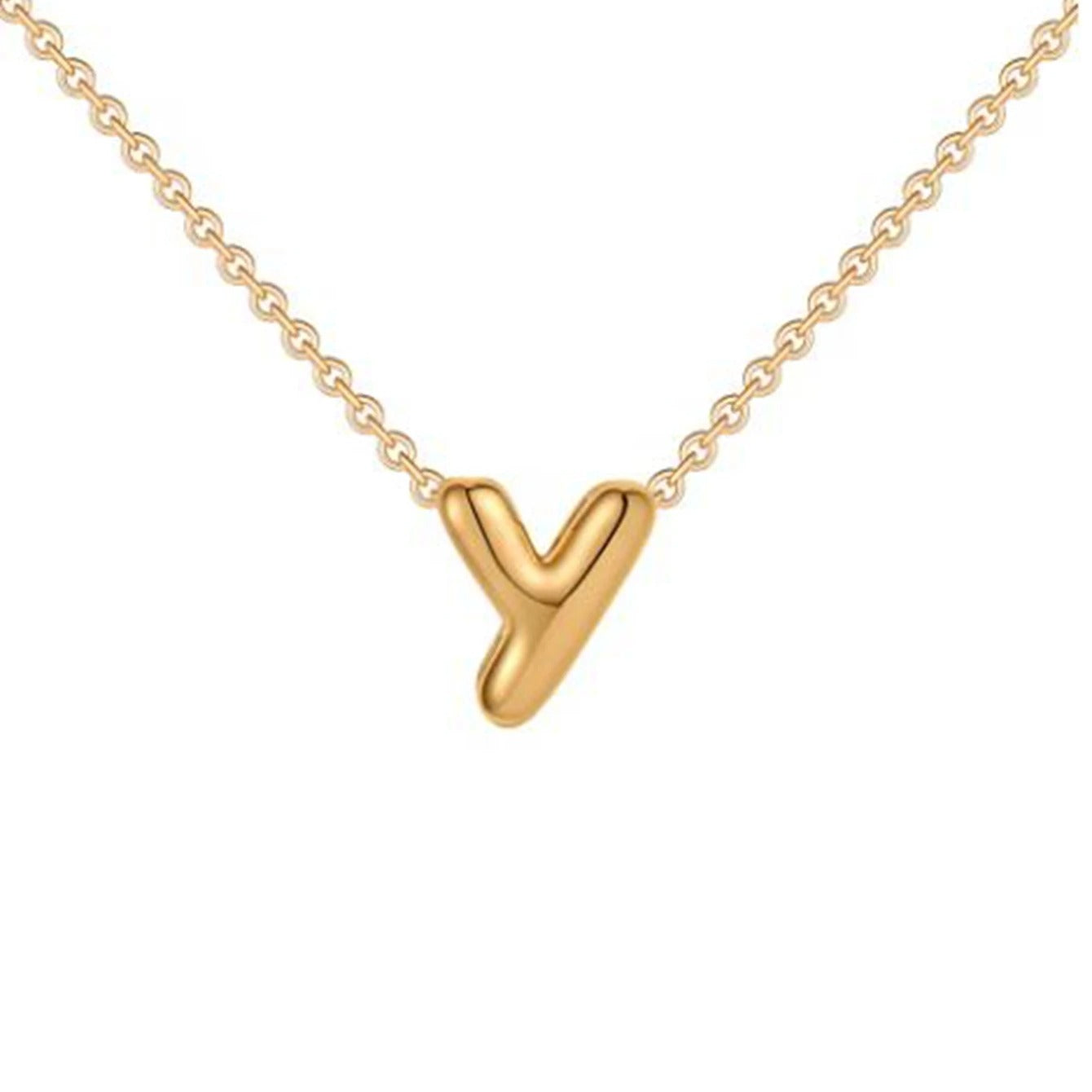 Bubble Initial 14K Gold Necklace