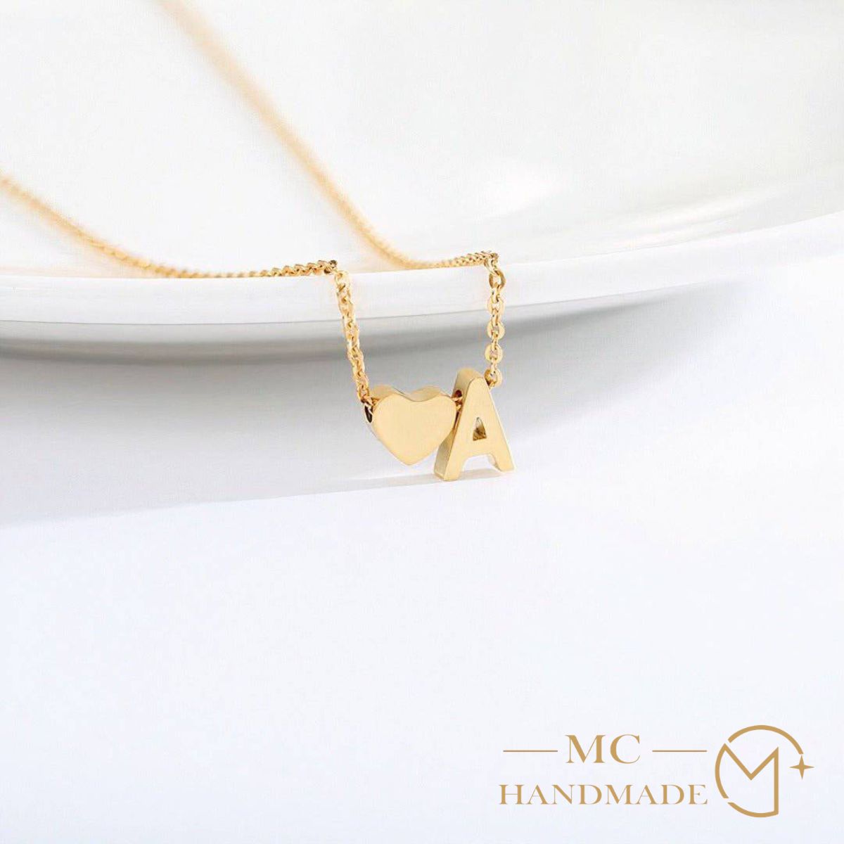 Personalised Sweet Heart Initial 14K Gold Necklace