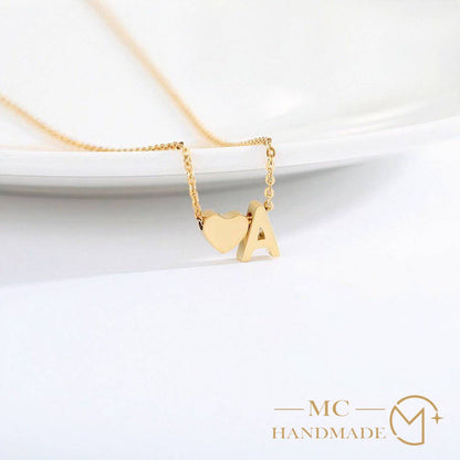 Personalised Sweet Heart Initial 14K Gold Necklace