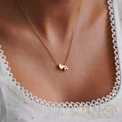 Personalised Sweet Heart Initial 14K Gold Necklace