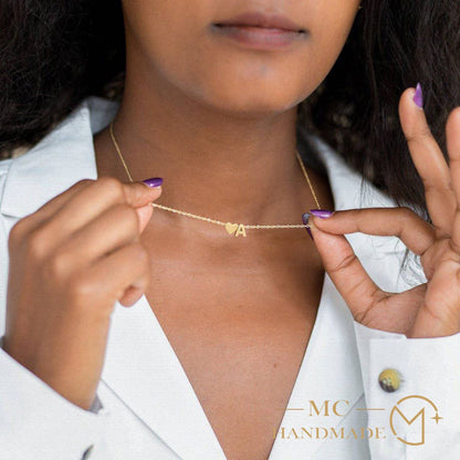 Personalised Sweet Heart Initial 14K Gold Necklace