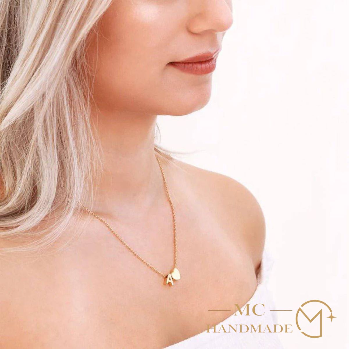 Personalised Sweet Heart Initial 14K Gold Necklace