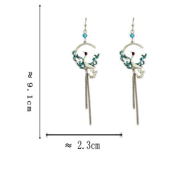925 Sterling Silver Oriental Phoenix Drop Earrings for Women
