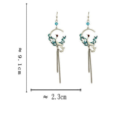 925 Sterling Silver Oriental Phoenix Drop Earrings for Women
