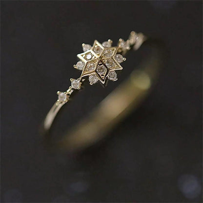 Snowflake Ring 925 Sterling Silver  Crystal CZ Elegant Jewellery Gift UK