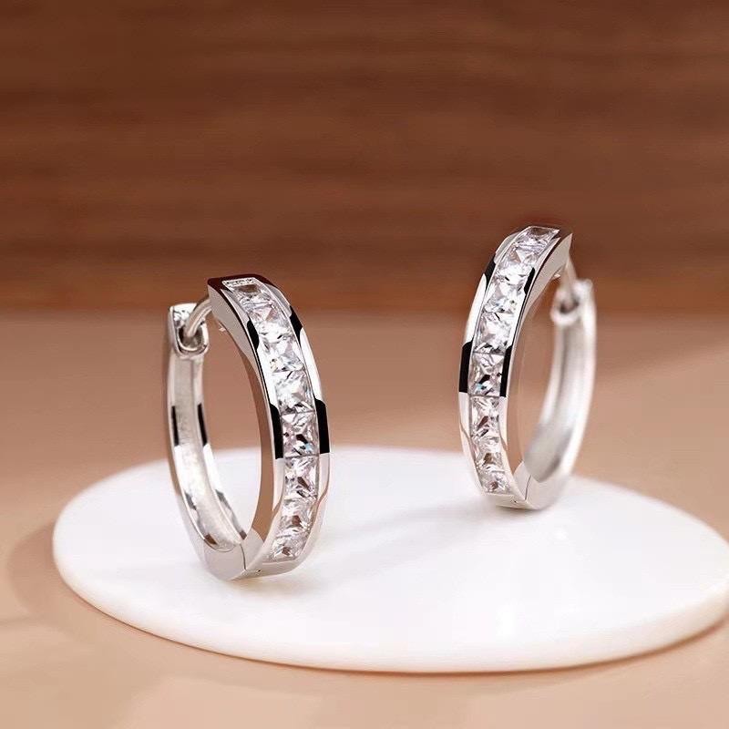 925 Sterling Silver Huggie Hoop Clip Stone Earrings Womens Girls Jewellery Gift