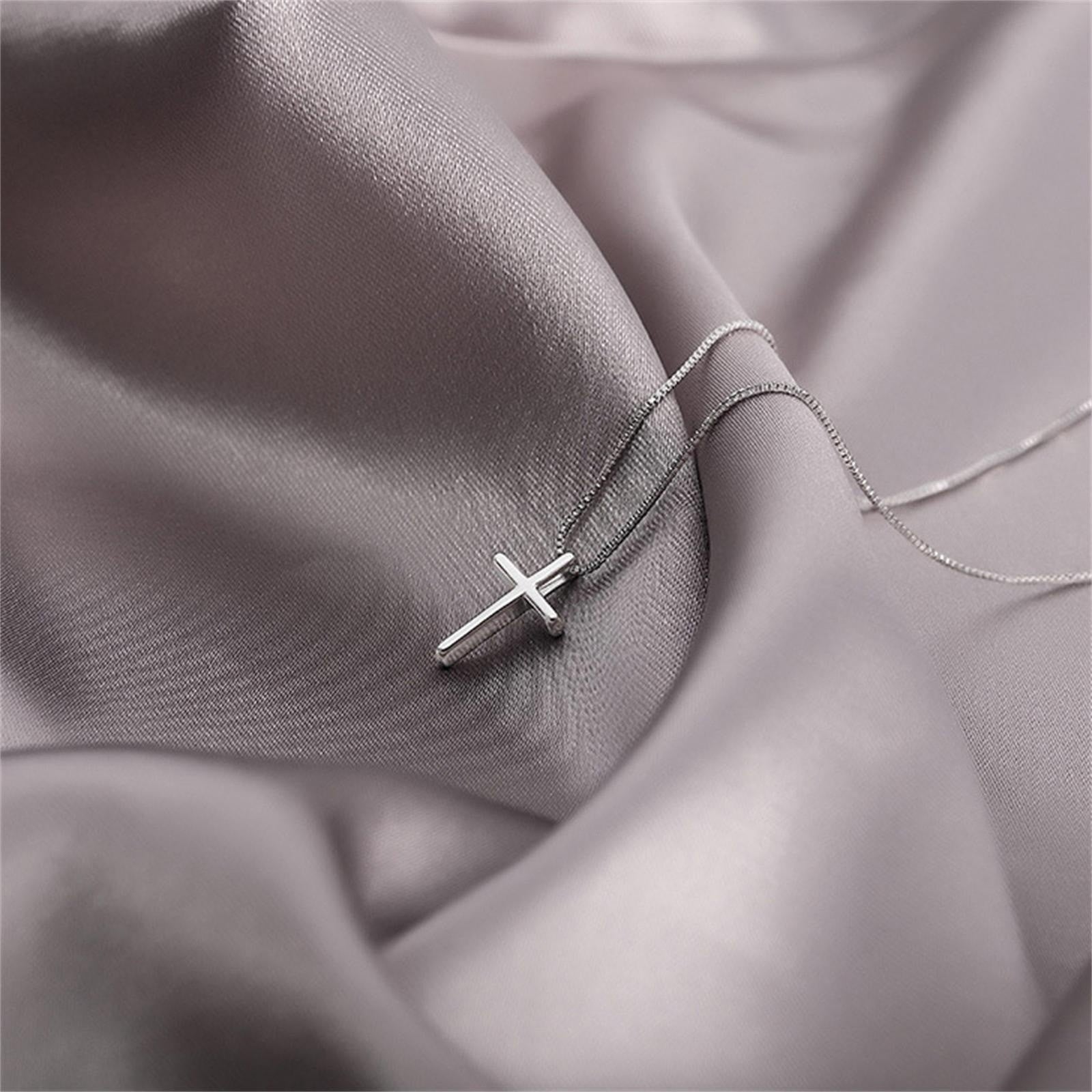 925 Sterling Silver Cross Pendant Necklace Women Christian Jewellery Gift UK