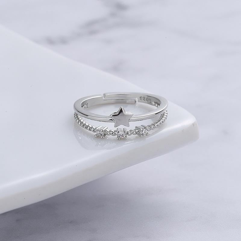 925 Sterling Silver Star Adjustable Ring Women Jewellery Gift UK