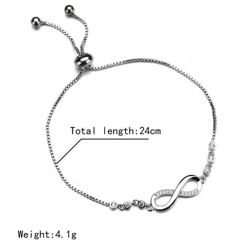 925 Sterling Silver Infinity Adjustable Bracelet for Girls and Women's gift