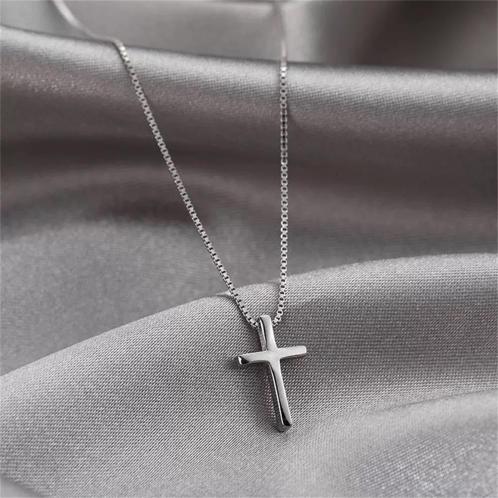 925 Sterling Silver Cross Pendant Necklace Women Christian Jewellery Gift UK