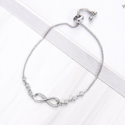 925 Sterling Silver Infinity Adjustable Bracelet for Girls and Women's gift