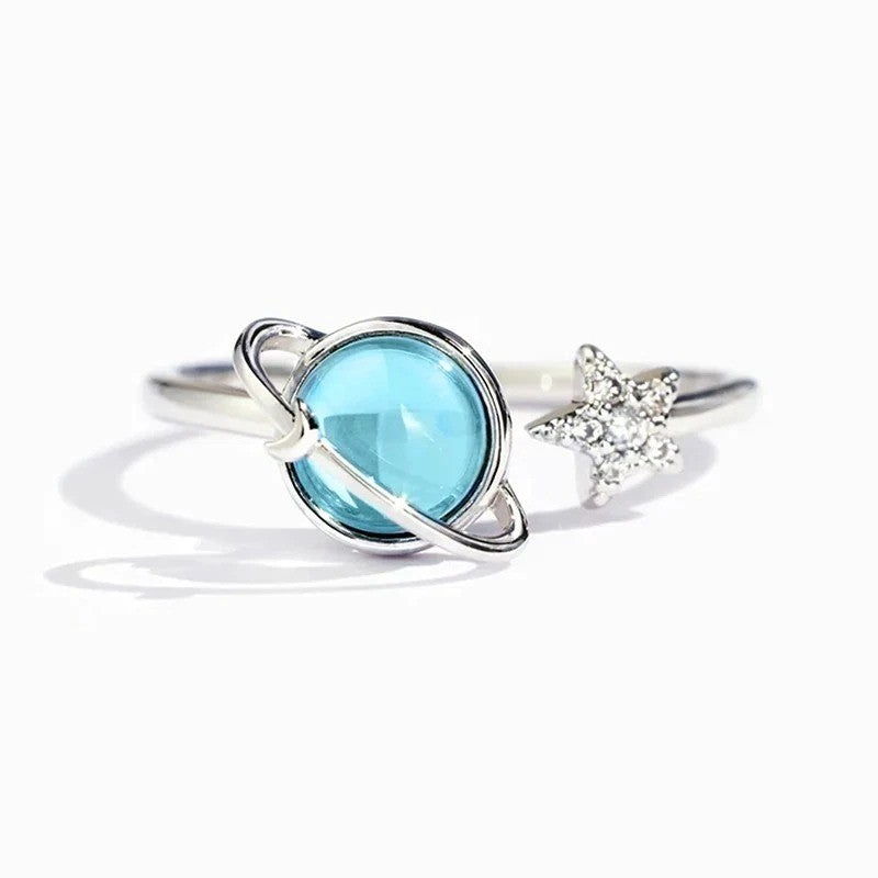 To My Daughter Fidget Ring Anxiety Ring for Girls Blue Star Moon Moonstone Ring