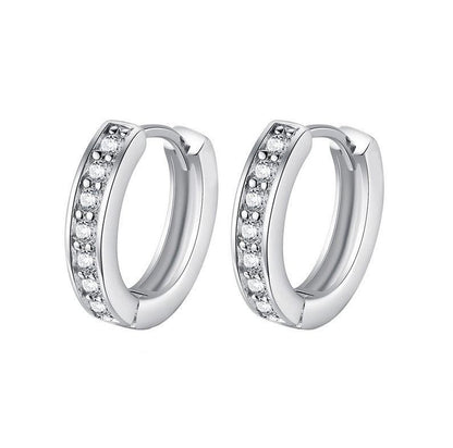 925 Sterling Silver Huggie Hoop Clip Stone Earrings Womens Girls Jewellery Gift