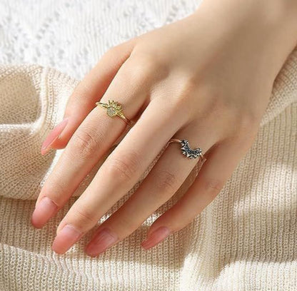 Sun Moon Set Women Gold Silver Ring Adjustable Celestial Women Jewellery Gift UK