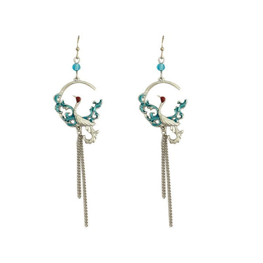 925 Sterling Silver Oriental Phoenix Drop Earrings for Women
