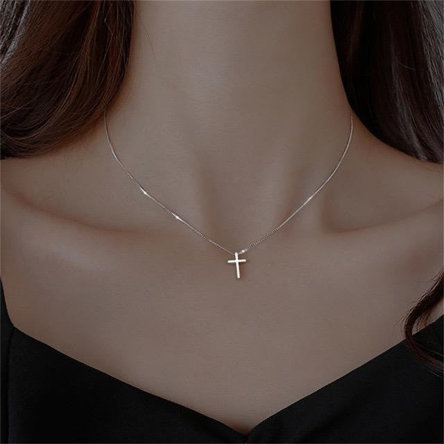 925 Sterling Silver Cross Pendant Necklace Women Christian Jewellery Gift UK
