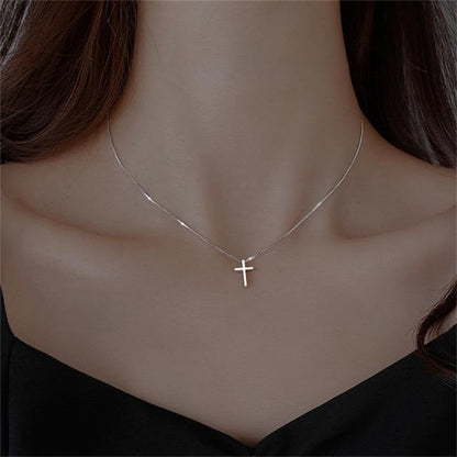 925 Sterling Silver Cross Pendant Necklace Women Christian Jewellery Gift UK