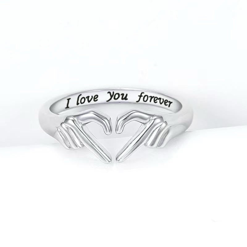 Love Hug Ring Band 925 Sterling Silver Open Finger Adjustable Women Jewelry Gift