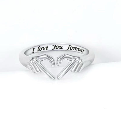 Love Hug Ring Band 925 Sterling Silver Open Finger Adjustable Women Jewelry Gift