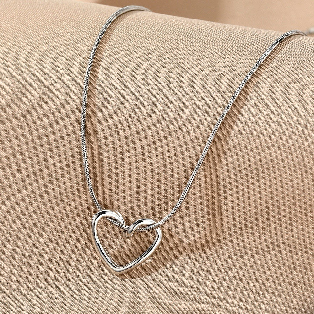 Shiny 925 Sterling Silver Cute Heart Pendant Chain Necklace Women Lady Girl Gift