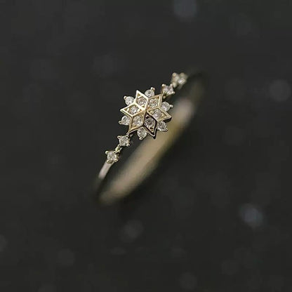 Snowflake Ring 925 Sterling Silver  Crystal CZ Elegant Jewellery Gift UK