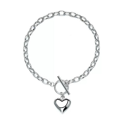 Beautiful Heart Charm Bracelet 925 Sterling Silver Women Girls Jewelry Gift UK