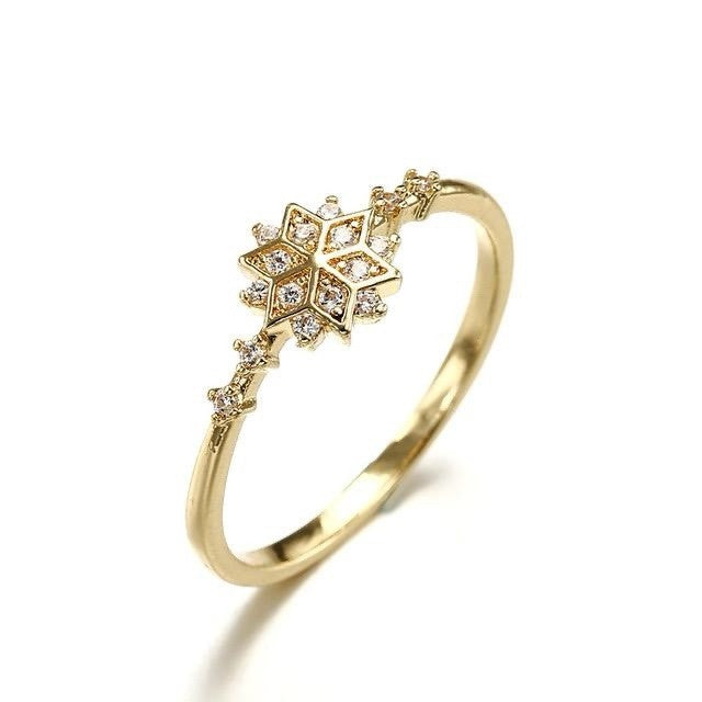 Snowflake Ring 925 Sterling Silver  Crystal CZ Elegant Jewellery Gift UK