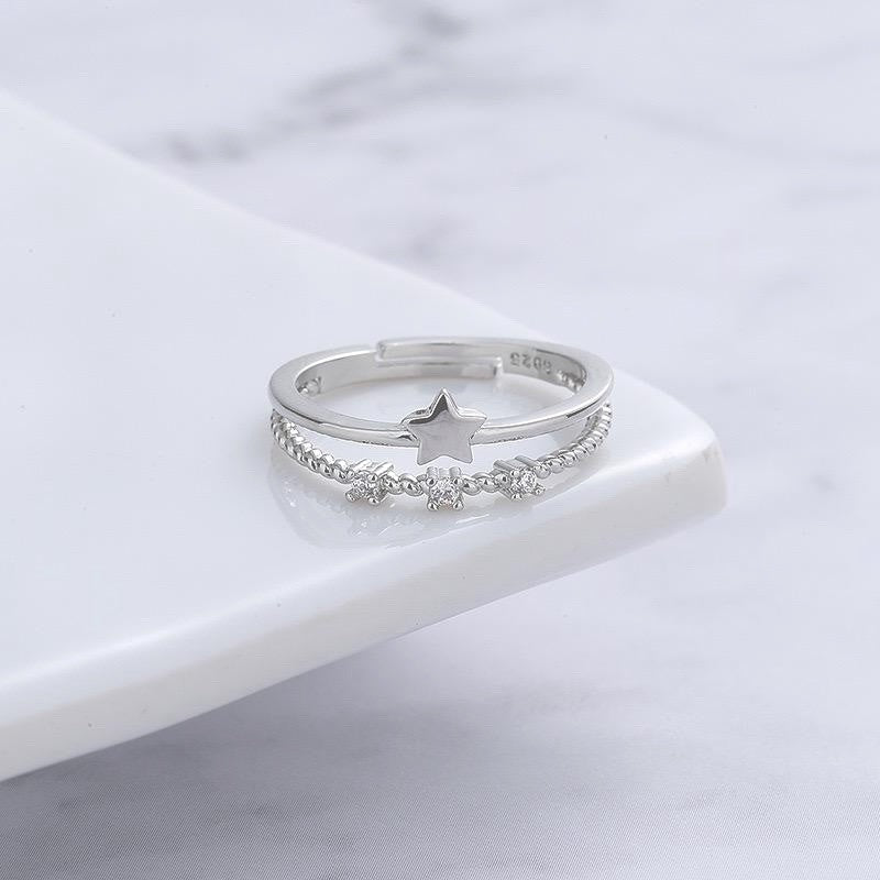 925 Sterling Silver Star Adjustable Ring Women Jewellery Gift UK