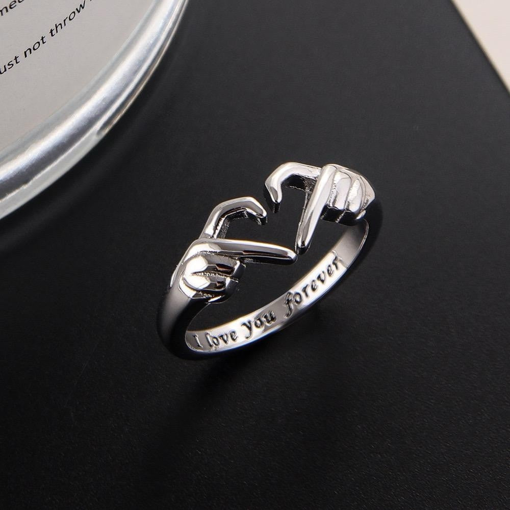 Love Hug Ring Band 925 Sterling Silver Open Finger Adjustable Women Jewelry Gift