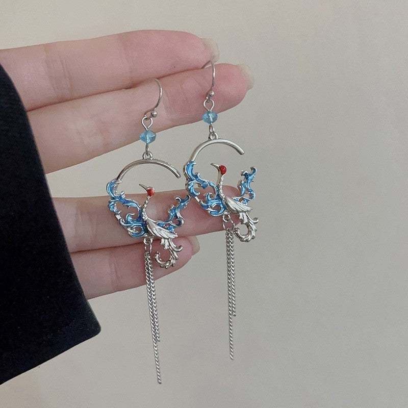 925 Sterling Silver Oriental Phoenix Drop Earrings for Women