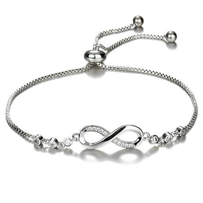 925 Sterling Silver Infinity Adjustable Bracelet for Girls and Women's gift