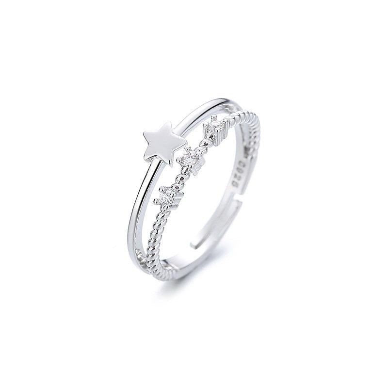 925 Sterling Silver Star Adjustable Ring Women Jewellery Gift UK