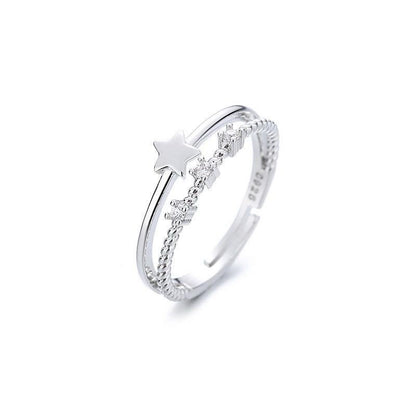925 Sterling Silver Star Adjustable Ring Women Jewellery Gift UK