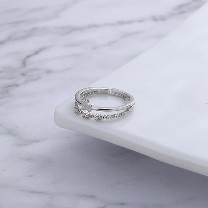 925 Sterling Silver Star Adjustable Ring Women Jewellery Gift UK